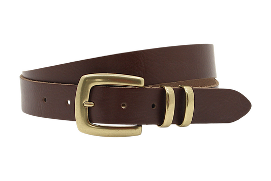 dames smalle riem bruin leer 3 cm