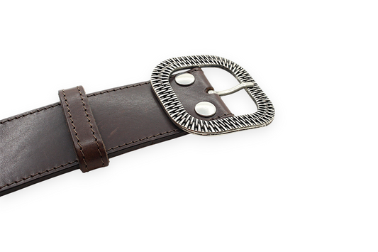 dames brede riem bruin leer 5 cm
