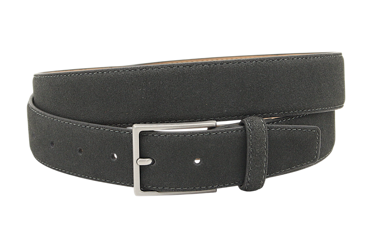 heren pantalon riem grijs suède 3.5 cm