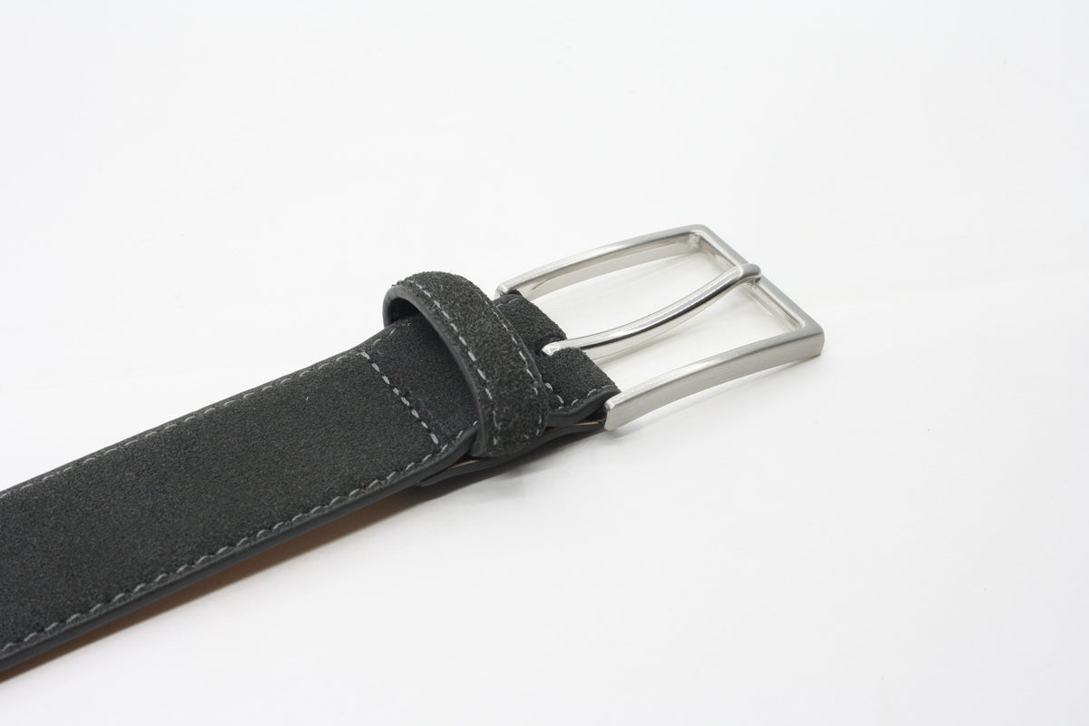 heren pantalon riem grijs suède 3.5 cm