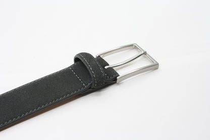heren pantalon riem grijs suède 3.5 cm