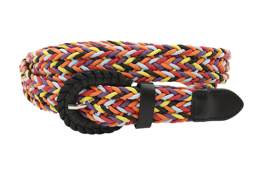 dames gevlochten riem multi color leer 3 cm