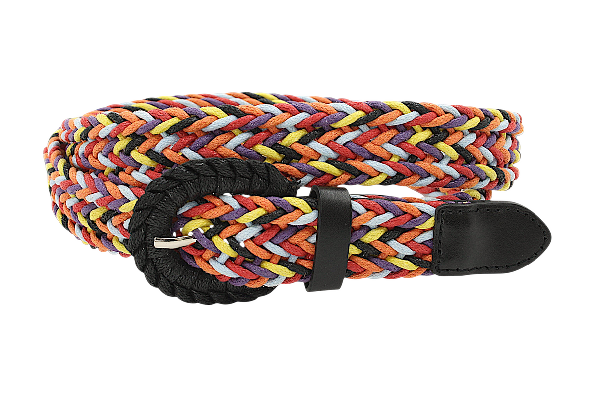 dames gevlochten riem multi color leer 3 cm