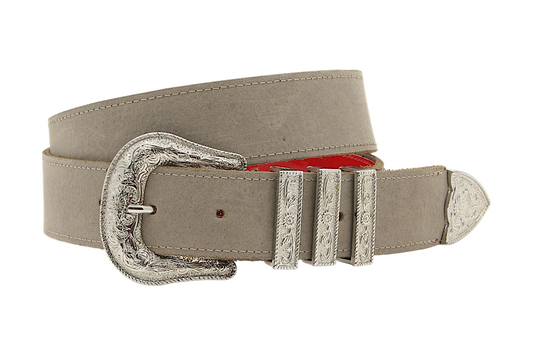 dames jeans riem beige suède 4 cm