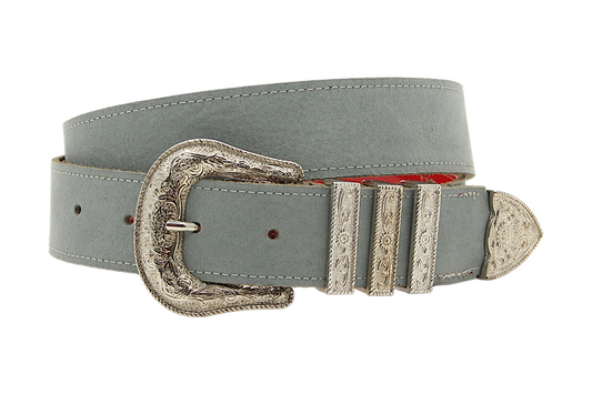 dames jeans riem grijs suède 4 cm