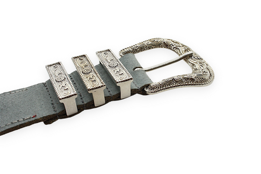 dames jeans riem grijs suède 4 cm