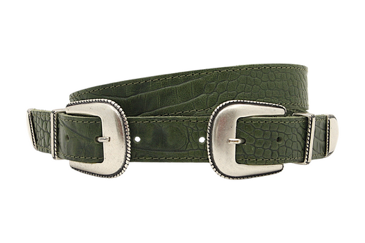 dames taille riem groen leer 3 cm