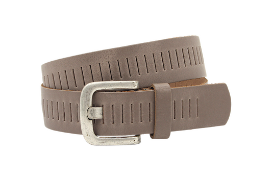 dames jeans riem taupe leer 4 cm