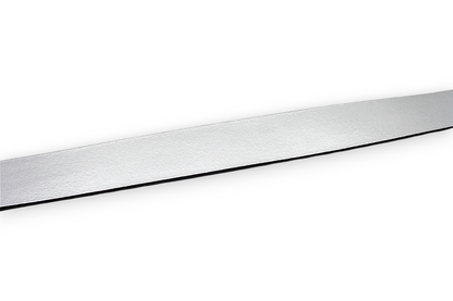 Afdelingriemen.nl zilverkleurige leren riem met een metallic afwerking en strak minimalistisch design