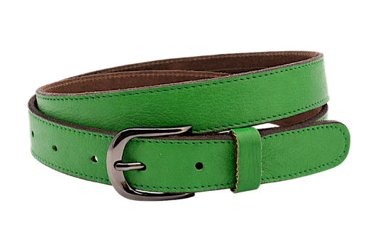 dames smalle riem groen leer 3 cm