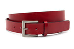 heren jeans riem rood leer 3.5 cm