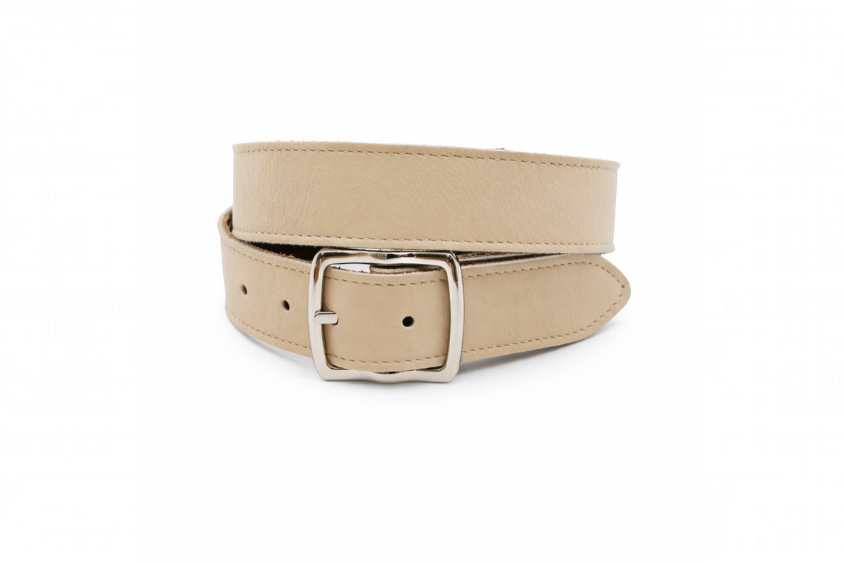 dames basic riem beige leer (nubuck) 4 cm