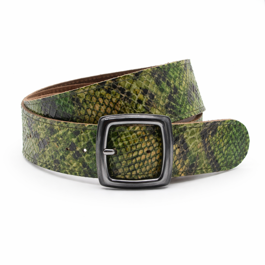 dames brede riem groen leer 4.5 cm