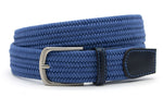heren elastische riem jeans blauw leer 3.5 cm