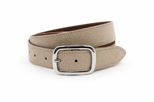 dames jeans riem beige leer 4 cm