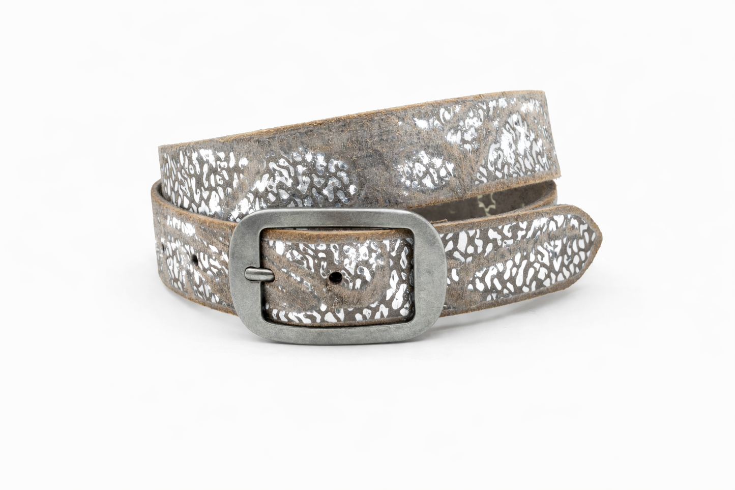 dames jeans riem beige leer 3.5 cm