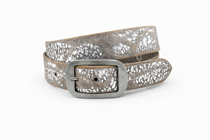 dames jeans riem beige leer 3.5 cm