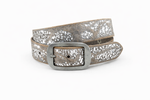 dames jeans riem beige leer 3.5 cm