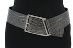 Damesriem oud zilver - Brede leren riem 6cm met zilveren gesp
