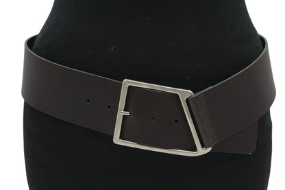 Dames riem mocca - Leren heupriem 6cm met zilverkleurige gesp