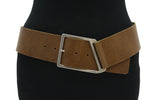 Women's belt tobacco brown - Leather hip belt 6 cm with silver buckle