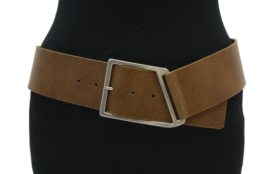 Women's belt tobacco brown - Leather hip belt 6 cm with silver buckle