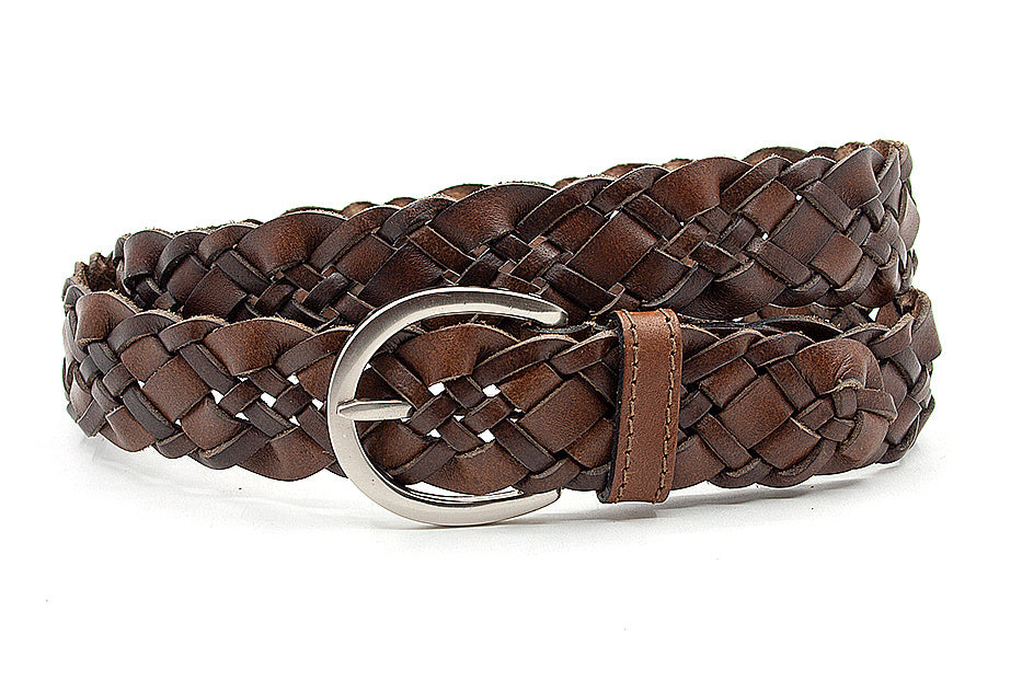 Vlechtriem bruin heren