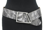 dames brede riem grijs leer 6 cm