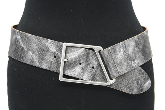 Dames brede afhangriem grijs slang