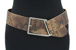 dames brede riem bruin/bronzig leer 6 cm