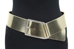 dames brede riem goud leer 6 cm