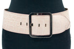 dames brede riem licht roze leer 8 cm