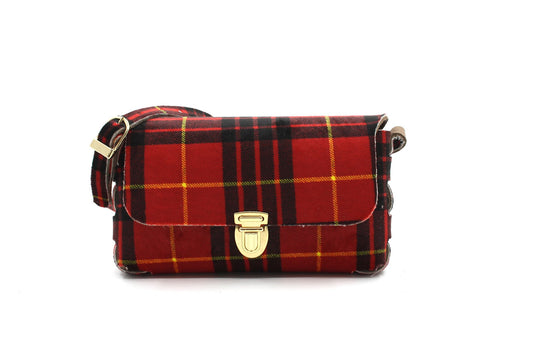 Rode schoudertas met ruit motief - klein model