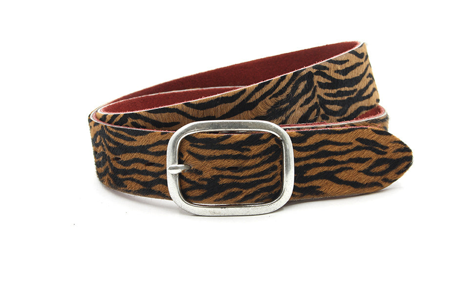 Dames jeans riem hair-on cognac