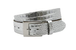 dames jeans riem zilver leer 4 cm