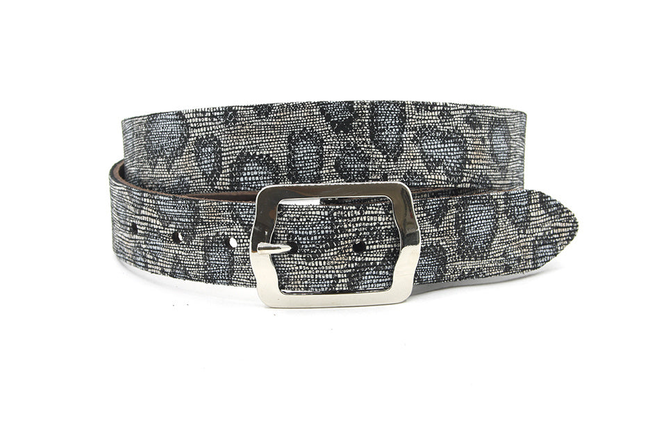 Dames jeans riem zwart/blauw