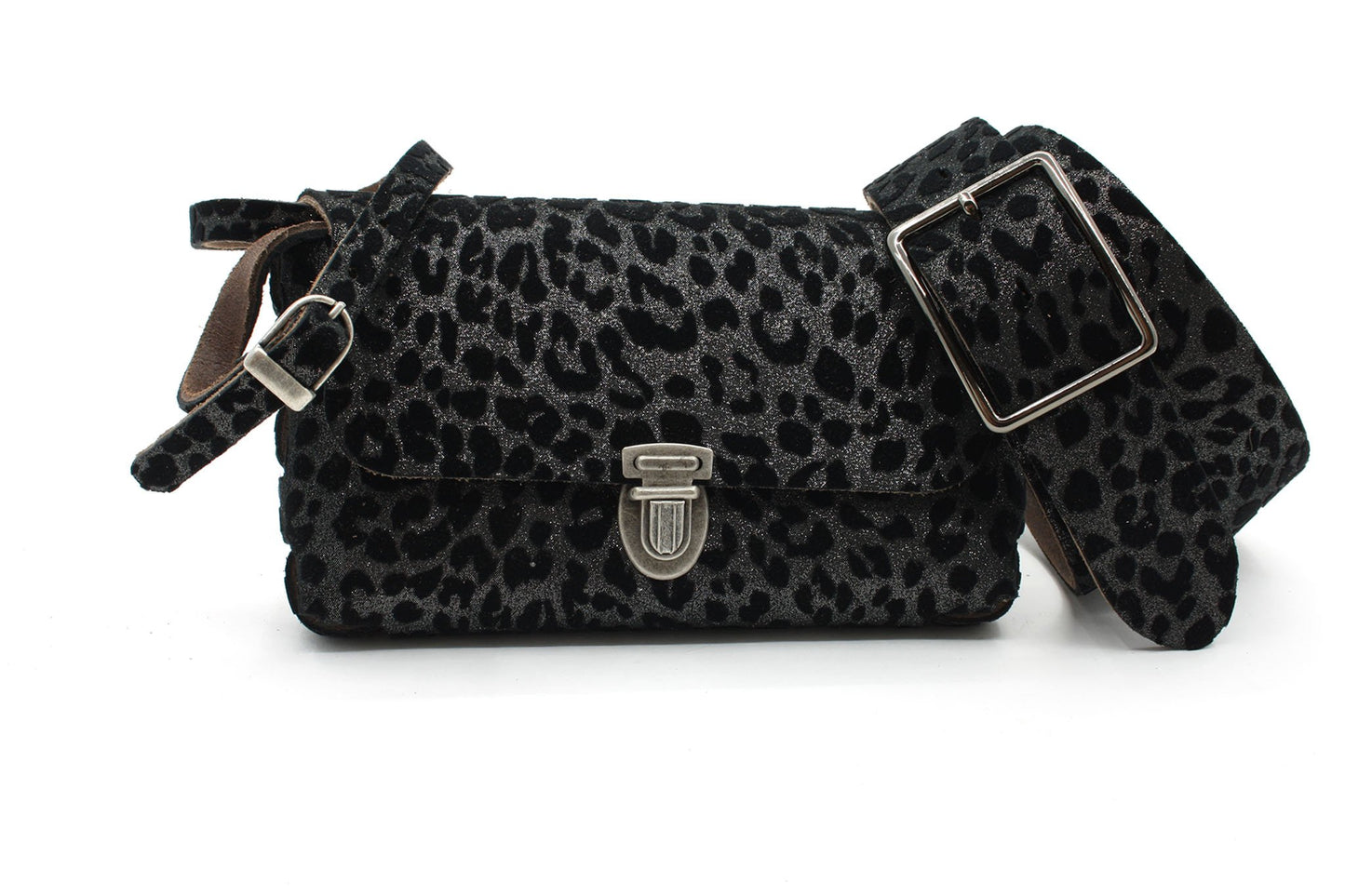 Dames riem met luipaard print fluweel