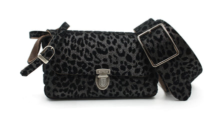 Dames riem met luipaard print fluweel