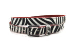 dames smalle riem zwart / wit leer 2.5 cm