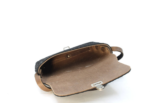 Zwart zilveren schoudertas met luipaard print - klein model