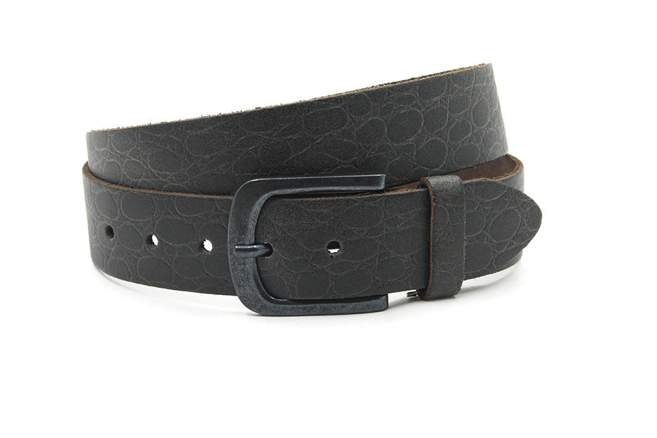 Jeans riem donkergrijs print