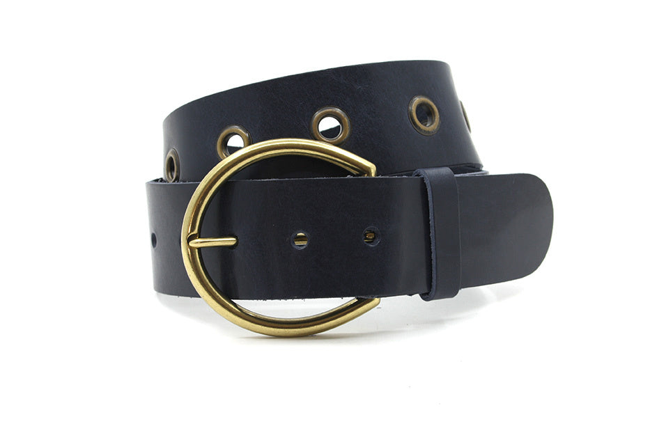 Dames heupriem navy met ringen