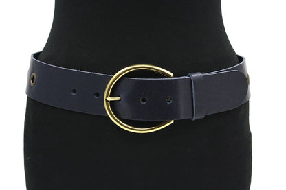 Dames heupriem navy met ringen