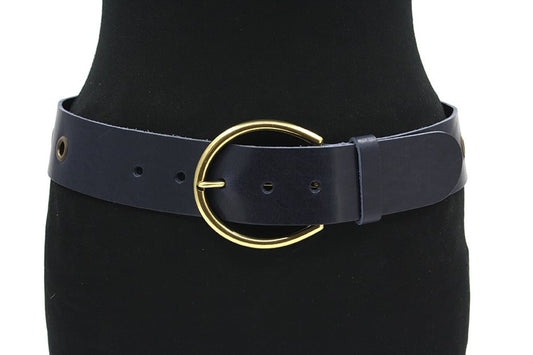 Dames heupriem navy met ringen