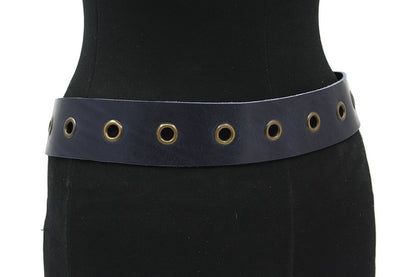 Dames heupriem navy met ringen