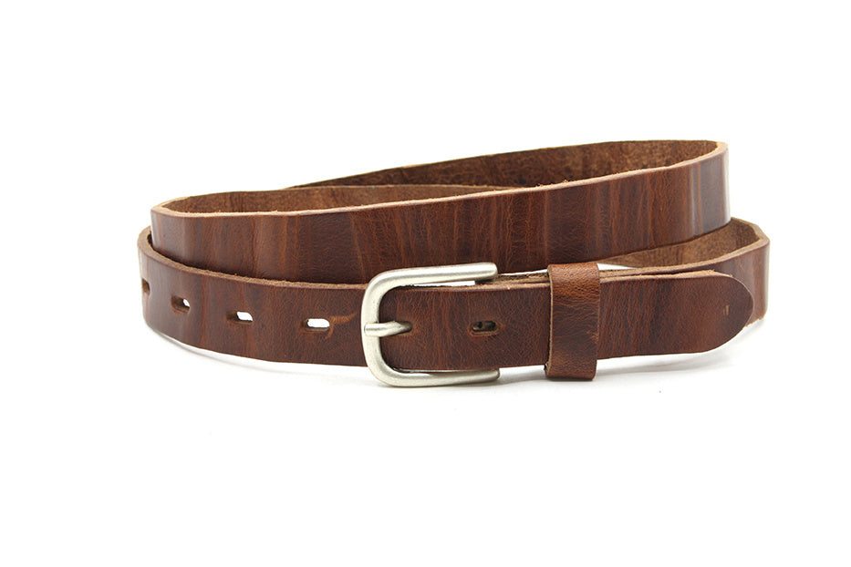 Dames riem rood bruin (wave leer)