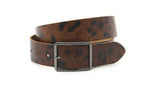 dames jeans riem cognac/zwart leer 4 cm