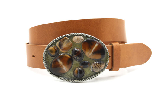 Dames buckle riem cognac