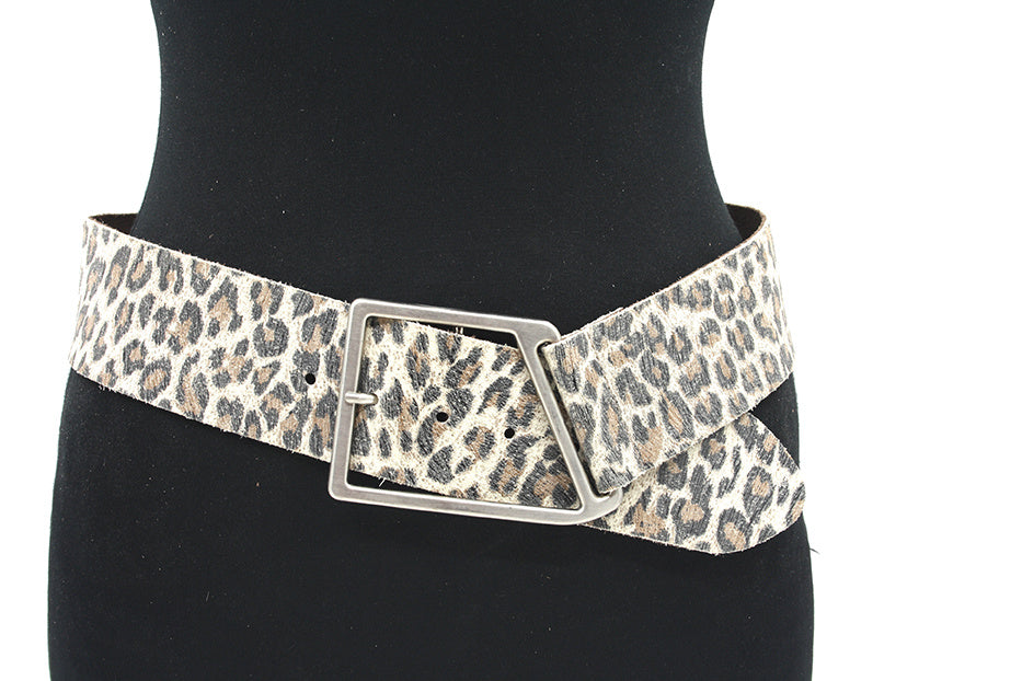 Dames brede afhangriem leopard look