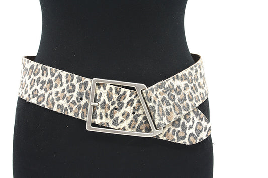 Dames brede afhangriem leopard look